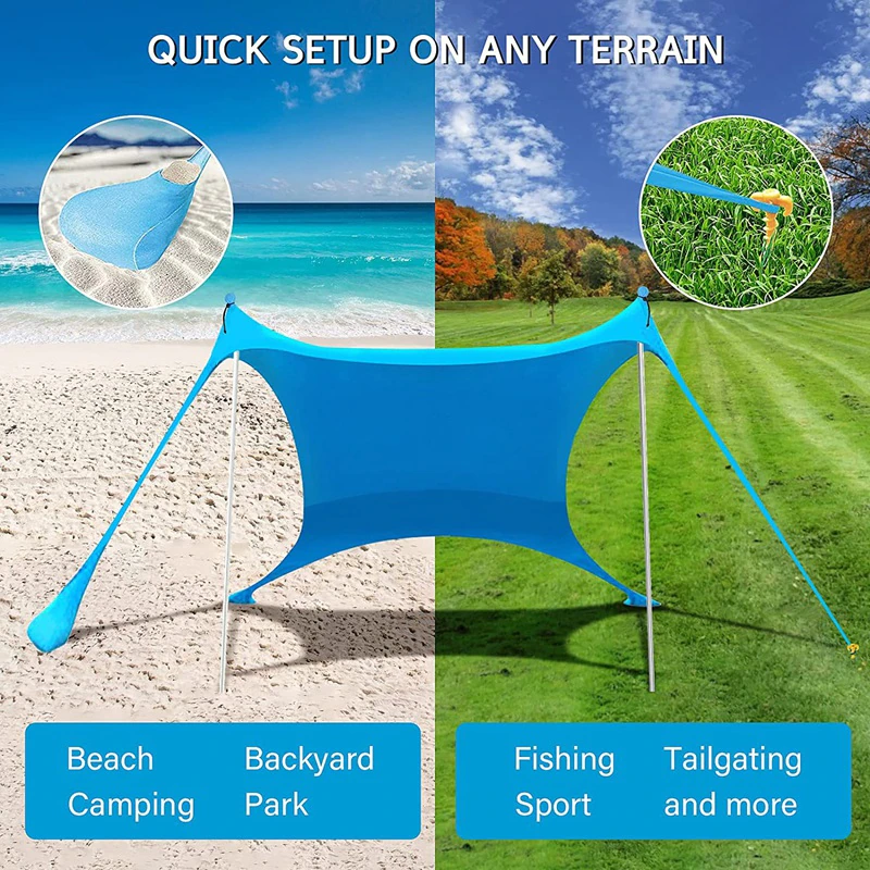 Cheap Goat Tents Family Beach Tent Sunshade Outdoor Windproof UV Protection Sun Shelter Camping Hiking Fishing Picnic Tent Sun proof Lycra Fabric   